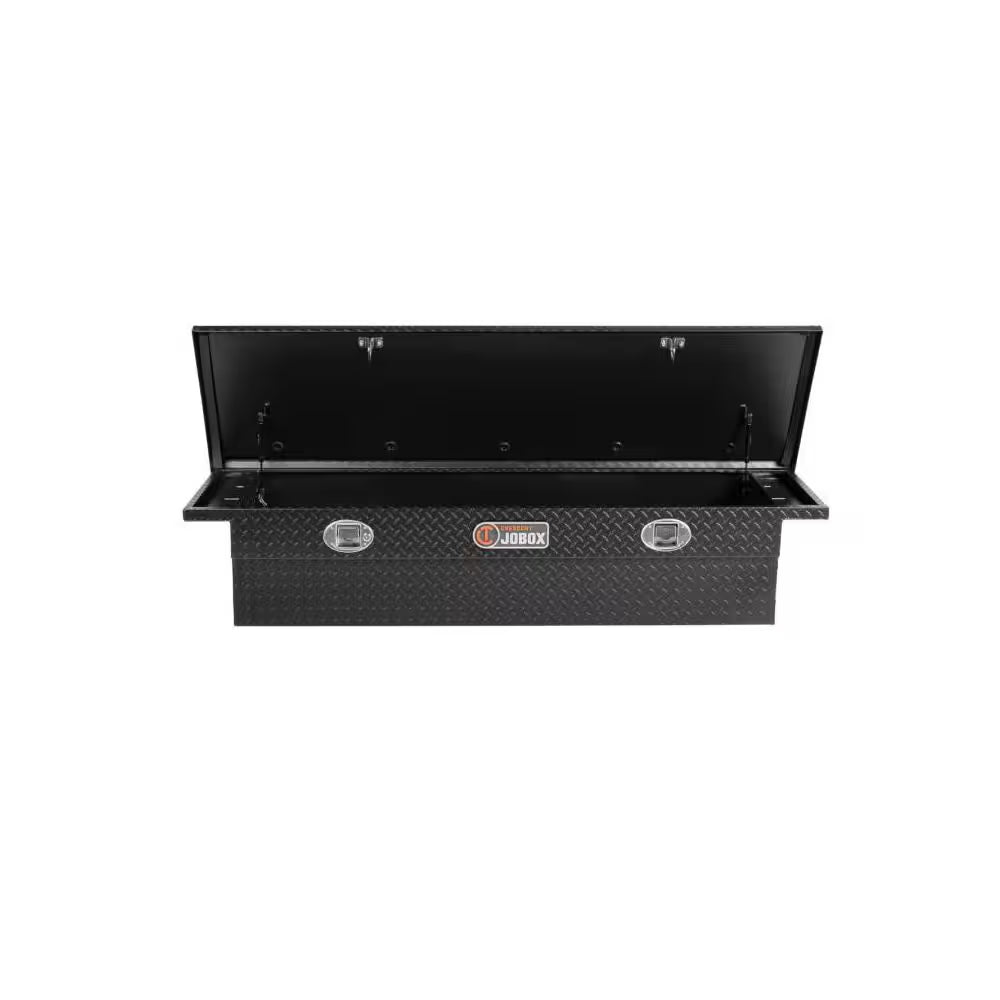 Jobox 70 In. Black Diamond Plate Aluminum Full Size Crossover Truck Tool Box with Gear-Lock Latch