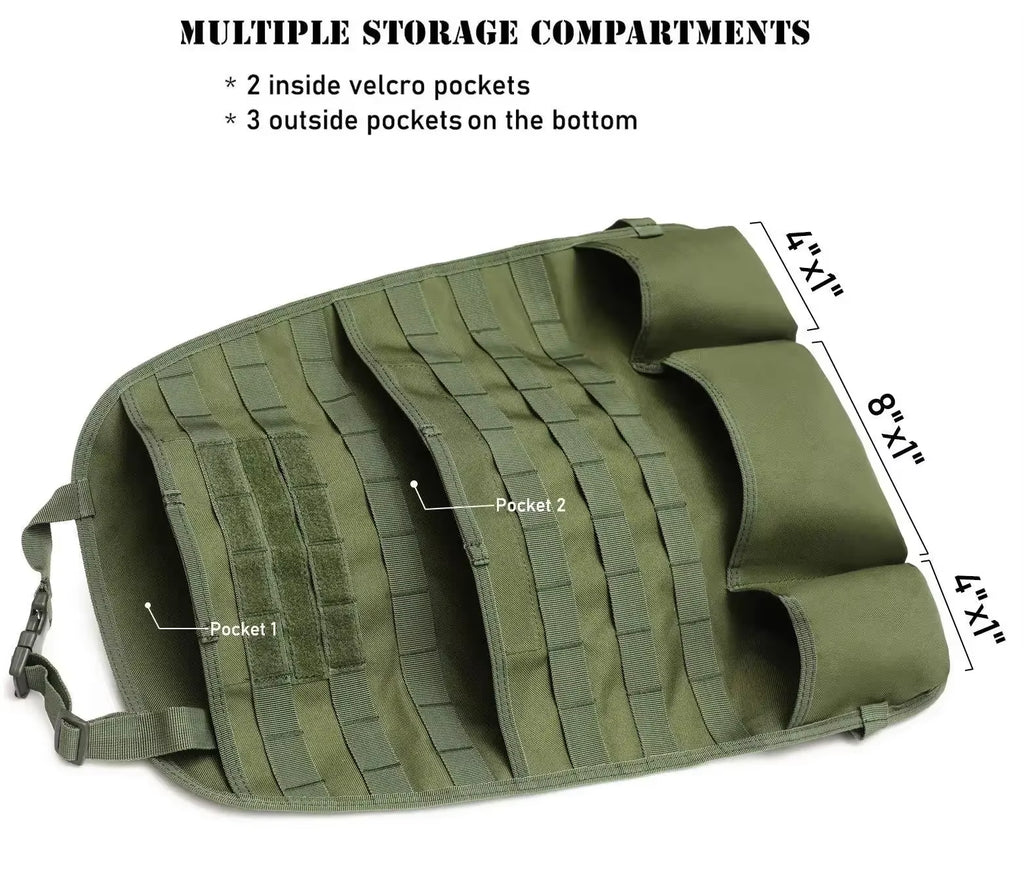 Molle Seat Back Organizer Panel - Storage Pouch - Universal Hunting/Travel Accessories 