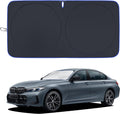 Car Windshield Sun Shade，Cool Reflective Sun Blocker (Black, Medium),(64X32 Inches)