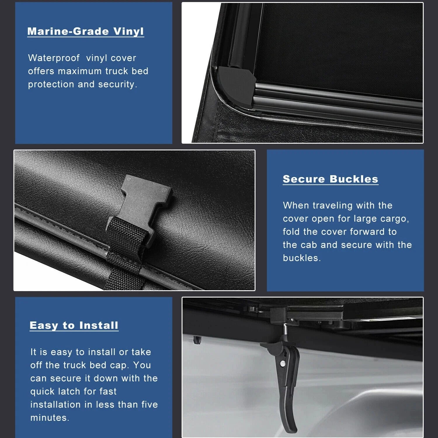 4-Fold 6.5FT Bed Soft Tonneau Cover for 2015-2024 Ford F150 Truck Bed Cover Waterproof