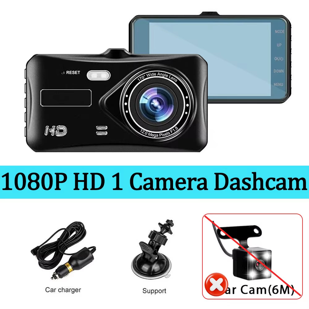 Dash Cam Dual Lens 1080P HD for Cars 4" Touch Screen Car DVR Video Recorder Front and Rear View Camera for Vehicle Black Box