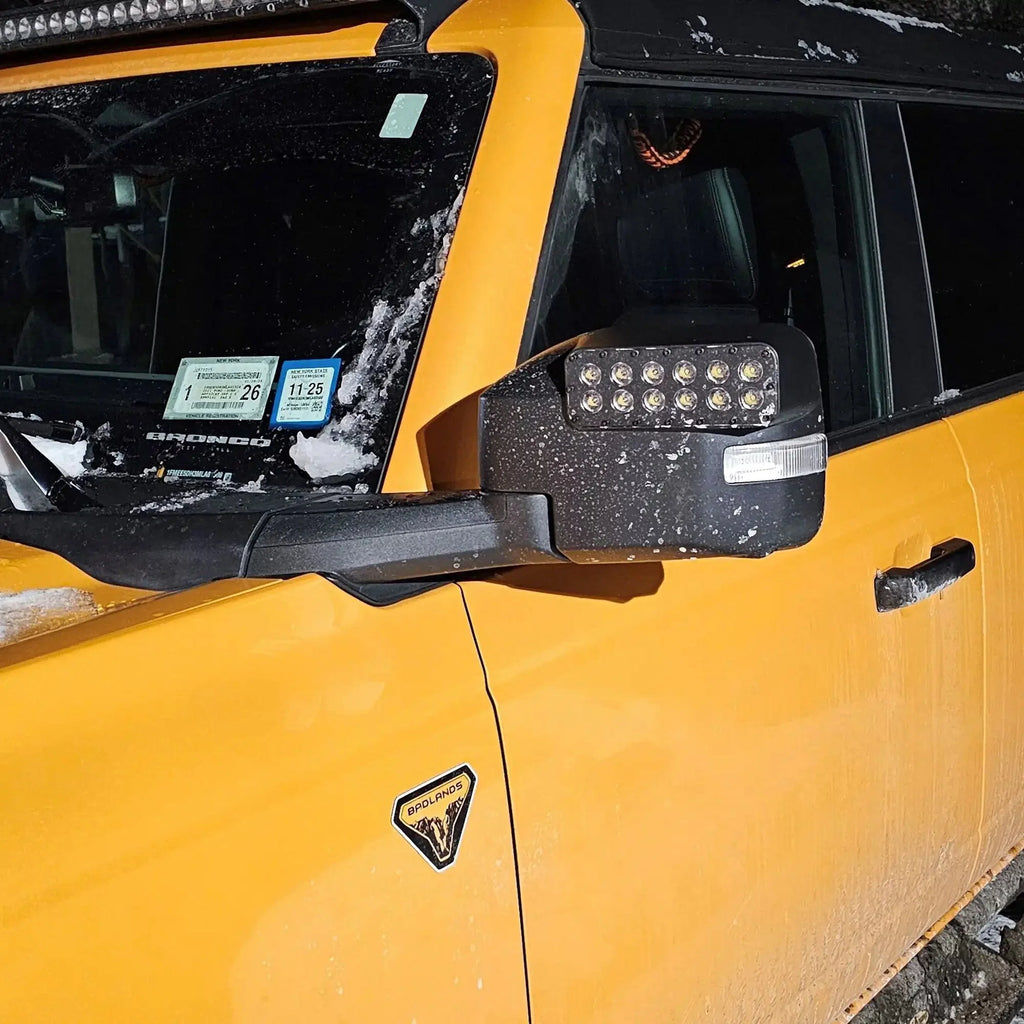 2021-2026 Ford Bronco LED Off-Road Side Mirrors - Peripheral Ditch Lights (2200+ Lumens)
