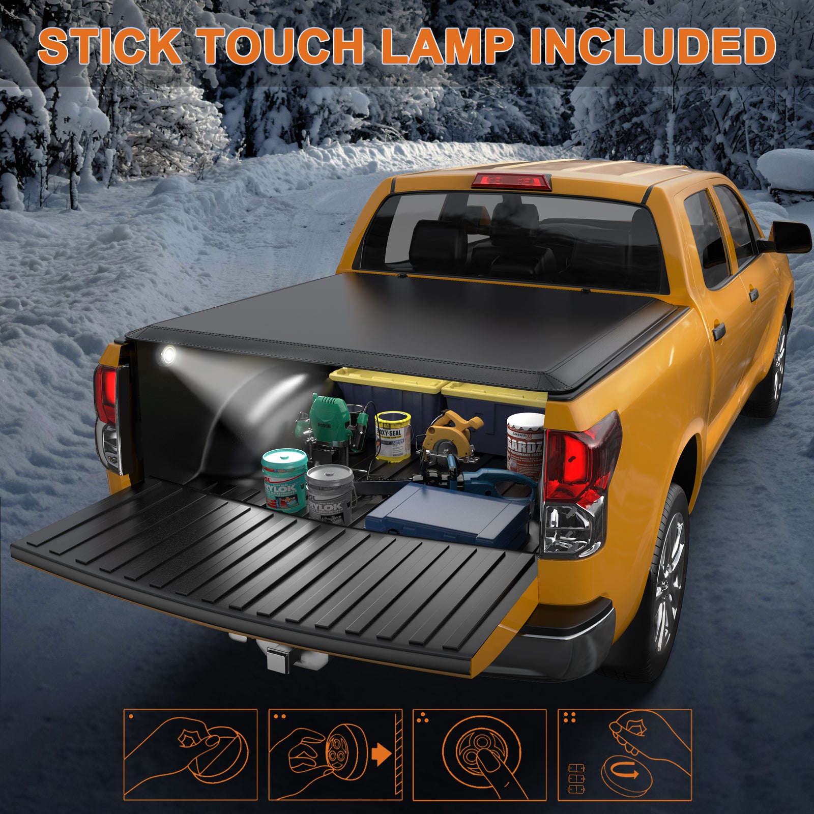 5.8FT Truck Bed Tonneau Cover 4-Fold for 2019-2026 Chevrolet Silverado 1500