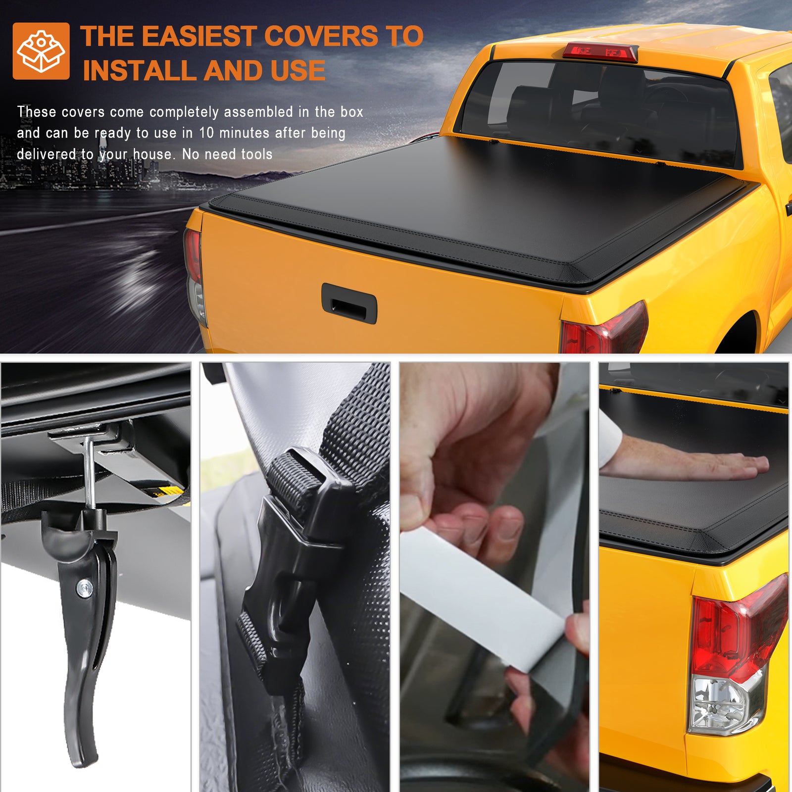5.8FT Truck Bed Tonneau Cover 4-Fold for 2019-2026 Chevrolet Silverado 1500