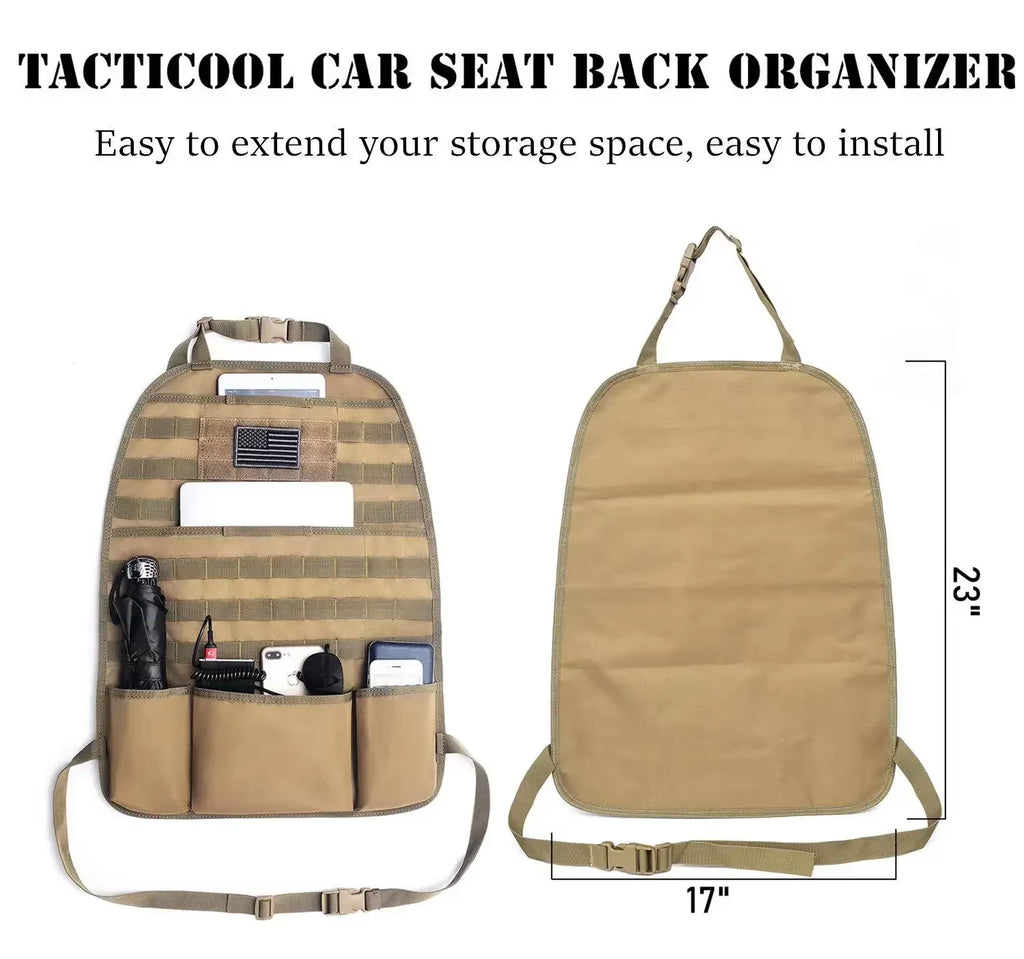 Molle Seat Back Organizer Panel - Storage Pouch - Universal Hunting/Travel Accessories 