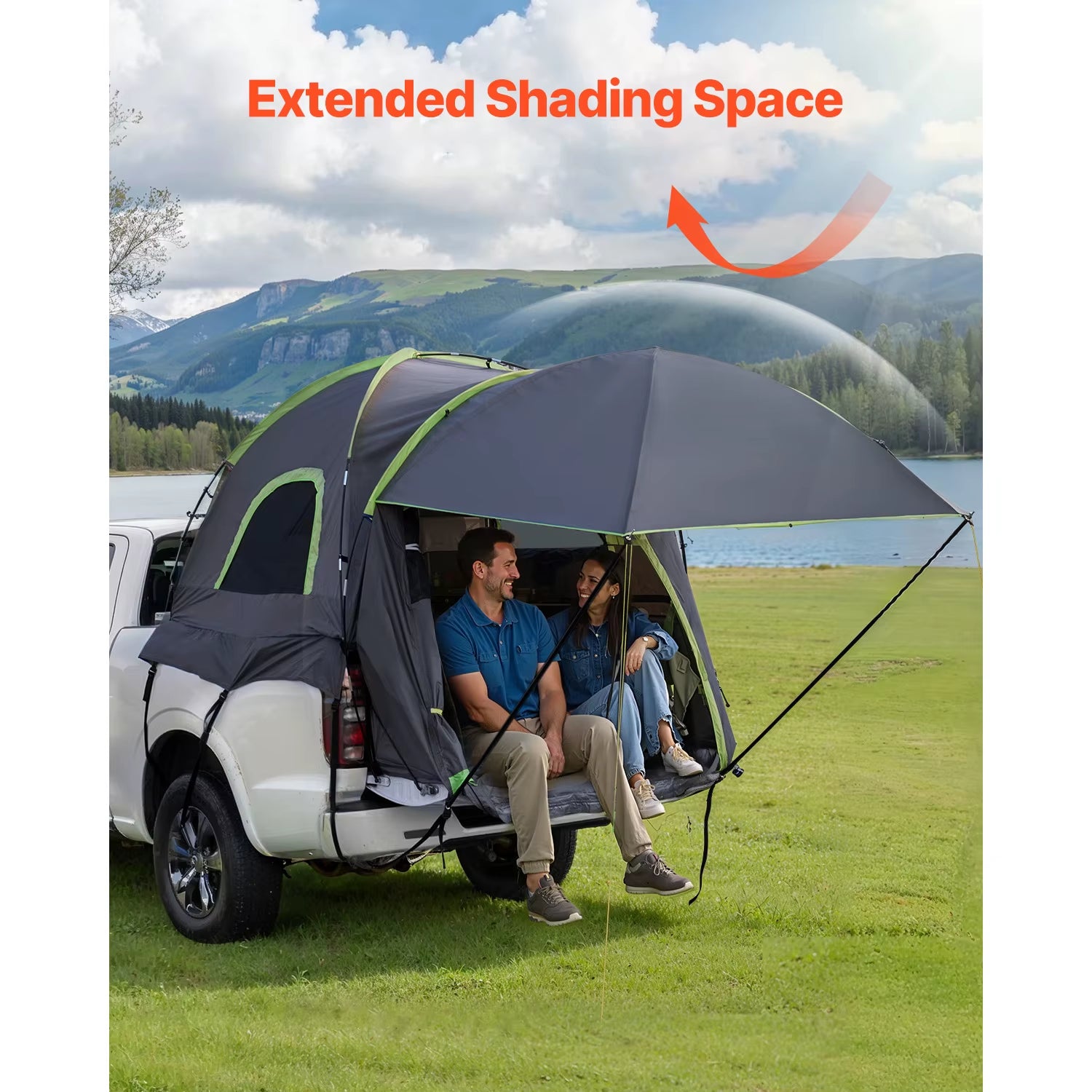 Waterproof Pickup Truck Tent for Camping - PU2000, Accommodates 2-3 Persons, Truck Bed Camper Shell with Expandable Awning