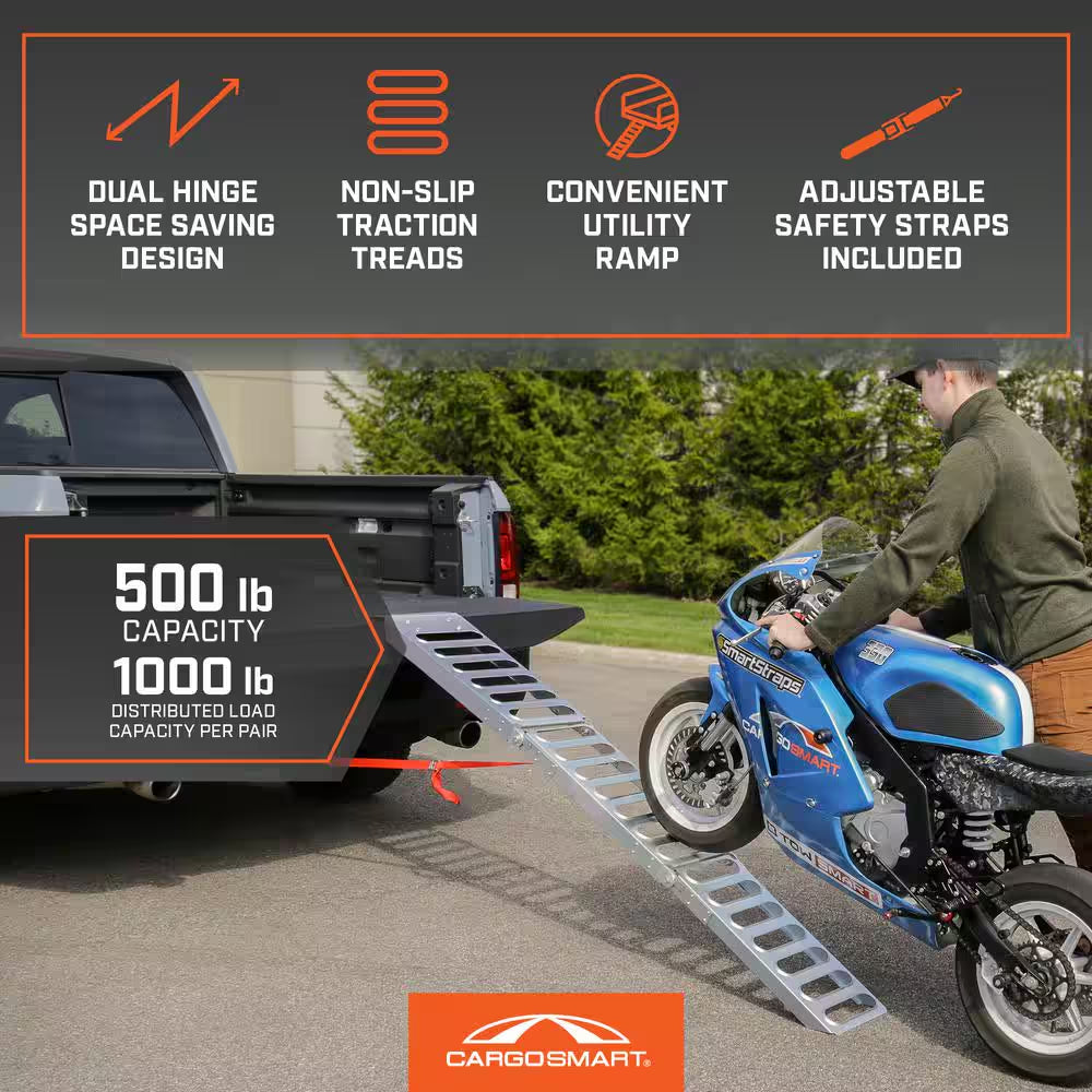 9 In. W X 72 In. L 500 Lb. Capacity Steel Tri-Fold Truck Loading Ramp (Includes 1 Ramp)