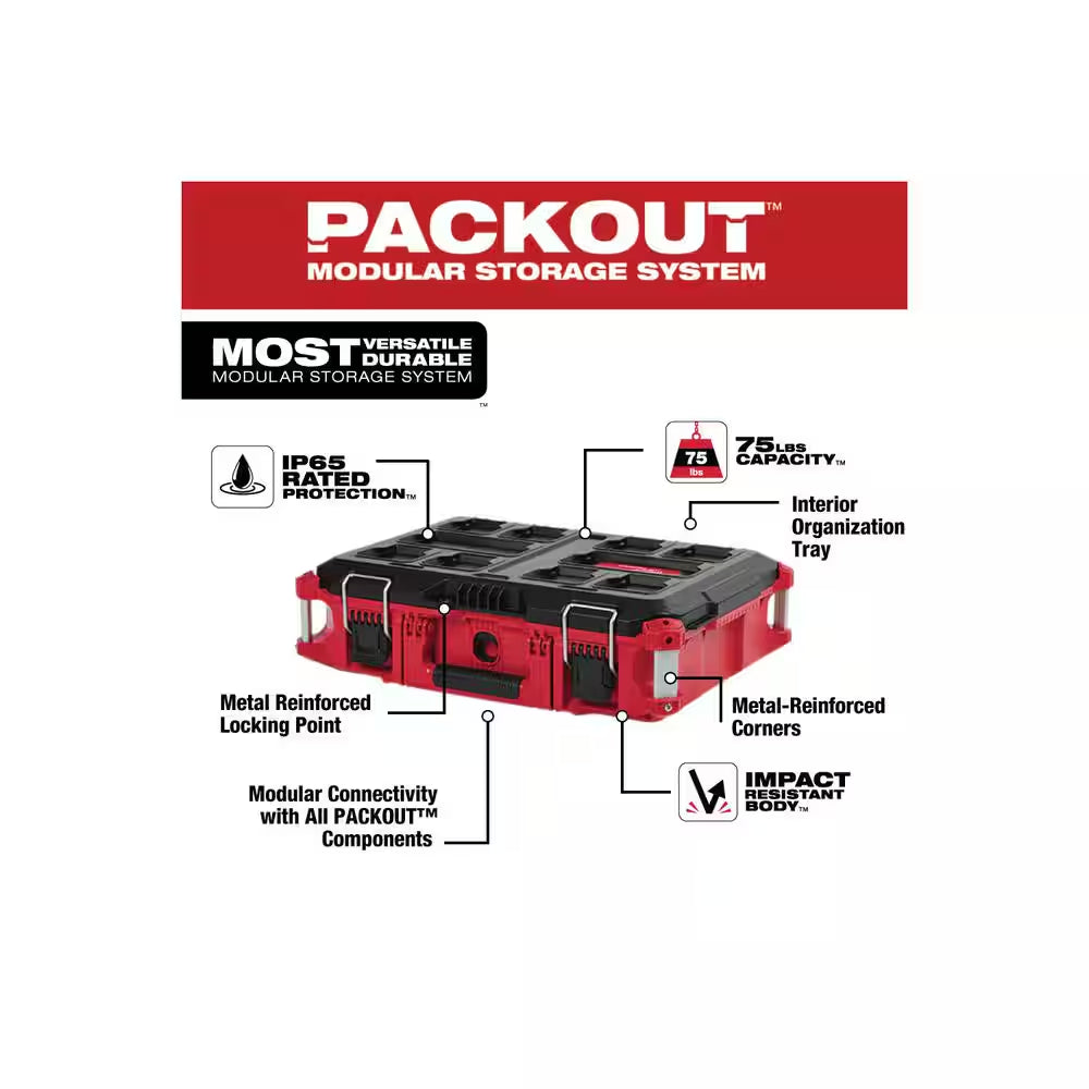 PACKOUT 22 In. Medium Red Tool Box with 75 Lbs. Weight Capacity