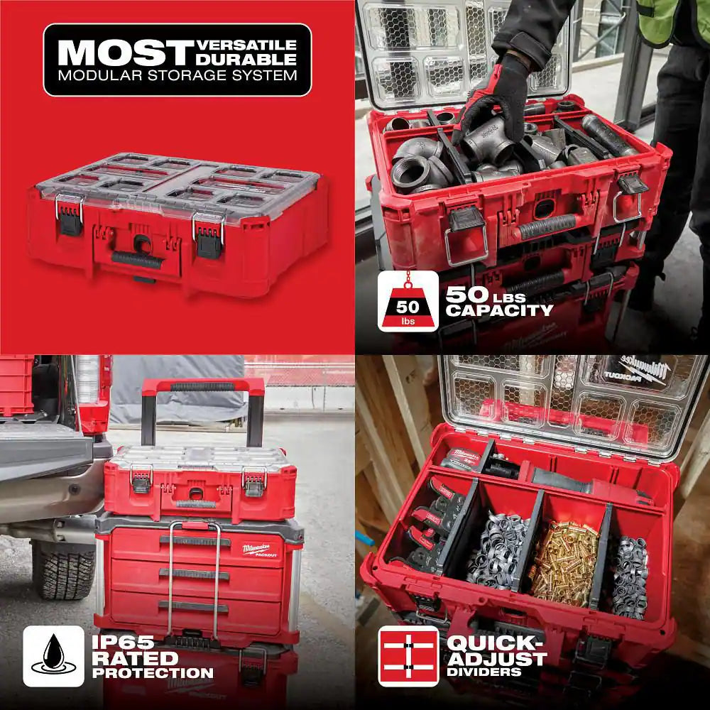 PACKOUT 20 In. Deep Small Parts Organizer with 6 Compartments and Quick Adjust Dividers
