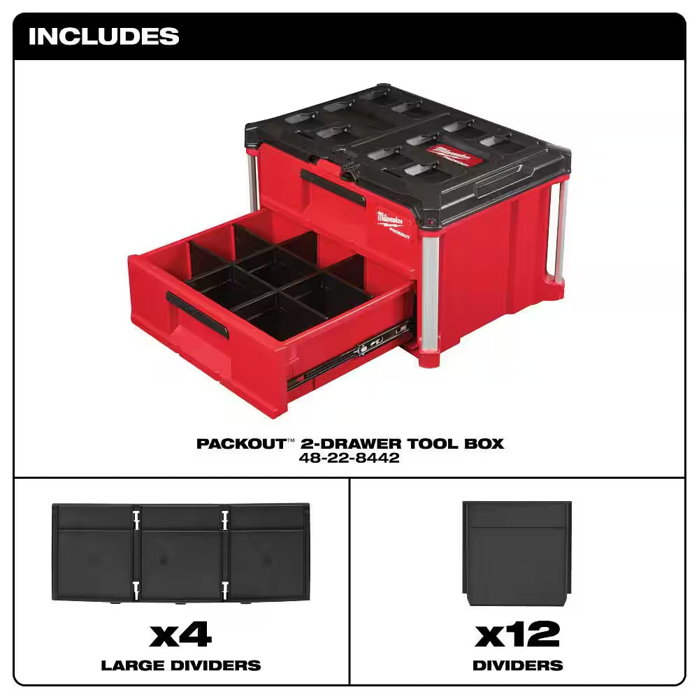 PACKOUT 22 In. 2-Drawer Tool Box with Metal Reinforced Corners