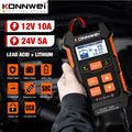 KW520 Automatic Car and Truck Battery Tester and Charger - 12V 10A & 24V 5A for Lead Acid, AGM, Gel, and Lithium Batteries with Pulse Repair Function