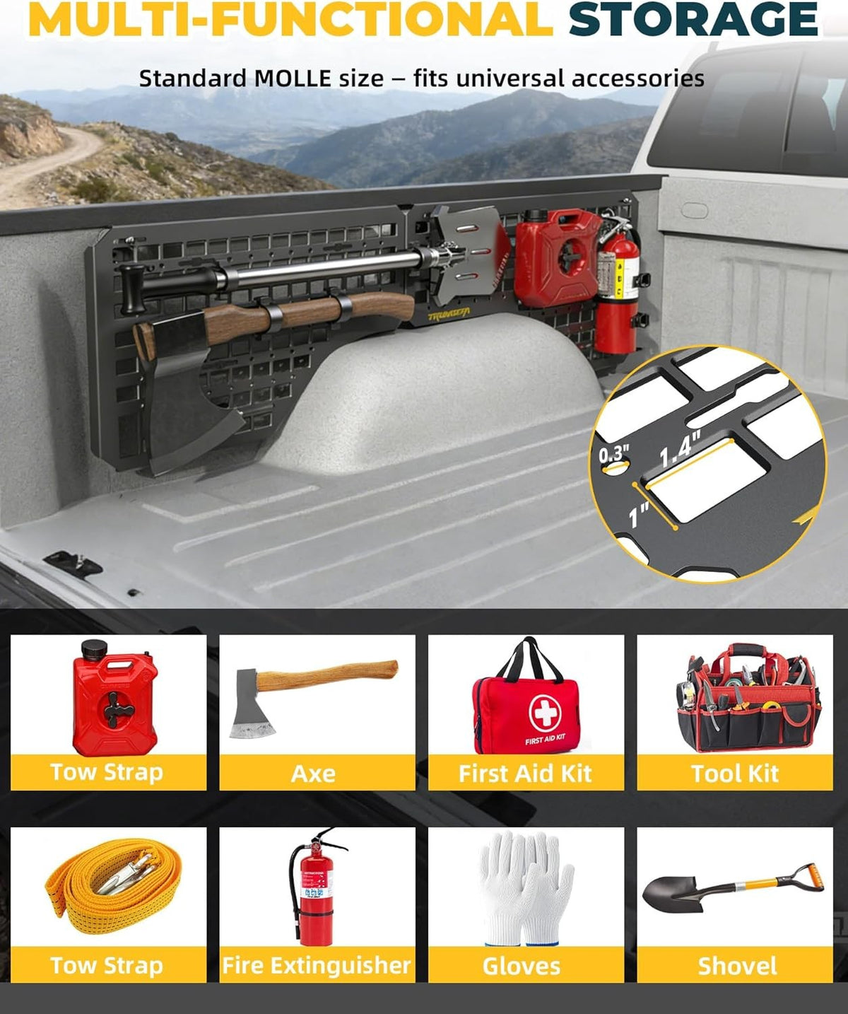 Front & Side Bed MOLLE Panel for Jeep Gladiator/ Ford Maverick/ Chevy Silverado