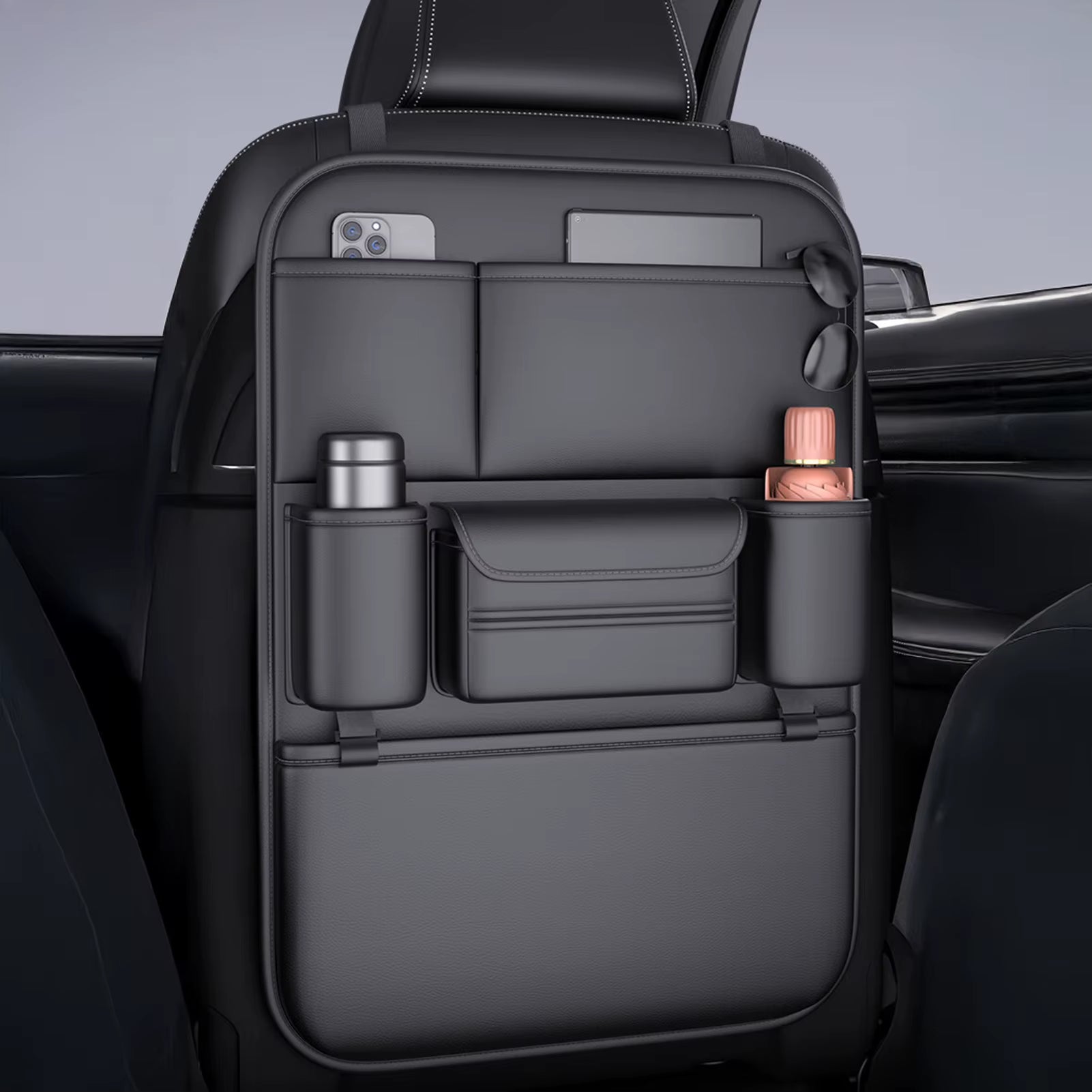 Universal Organizer, (Seat Back) Easy Install, (Black)  Car, Truck, & SUV Interior Storage Accessories