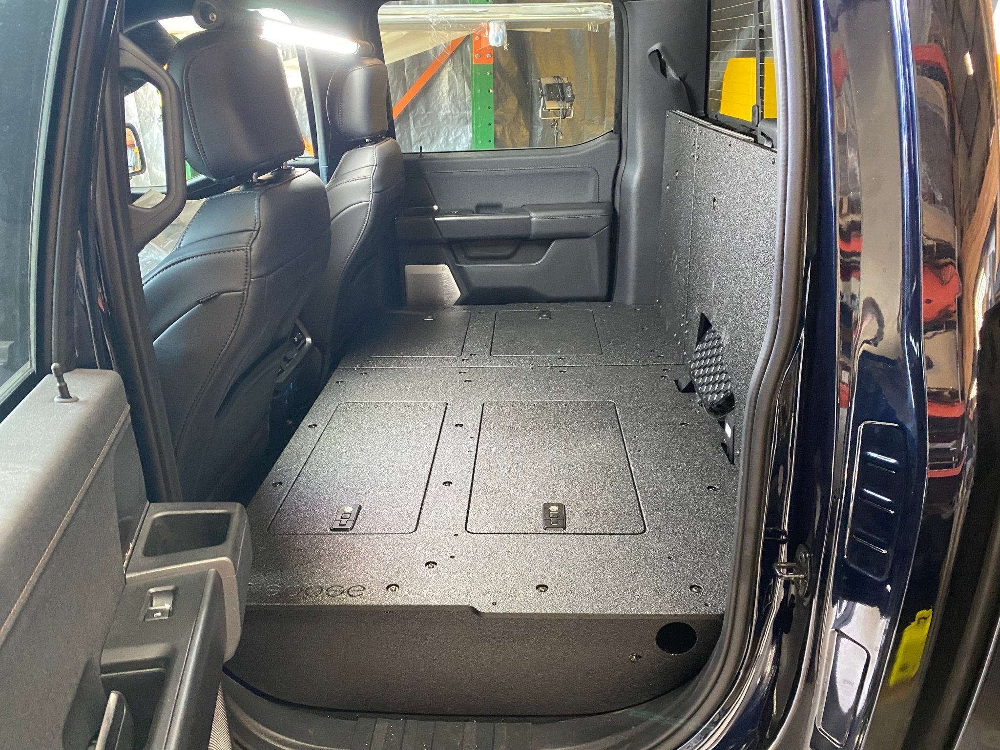 Ford Super Duty Ford - F250-F550 - 2023-Present - 5th Gen. Crew Cab - Second Row Seat Delete Plate System with Factory B&O Subwoofer Center Wall with Exterior Port