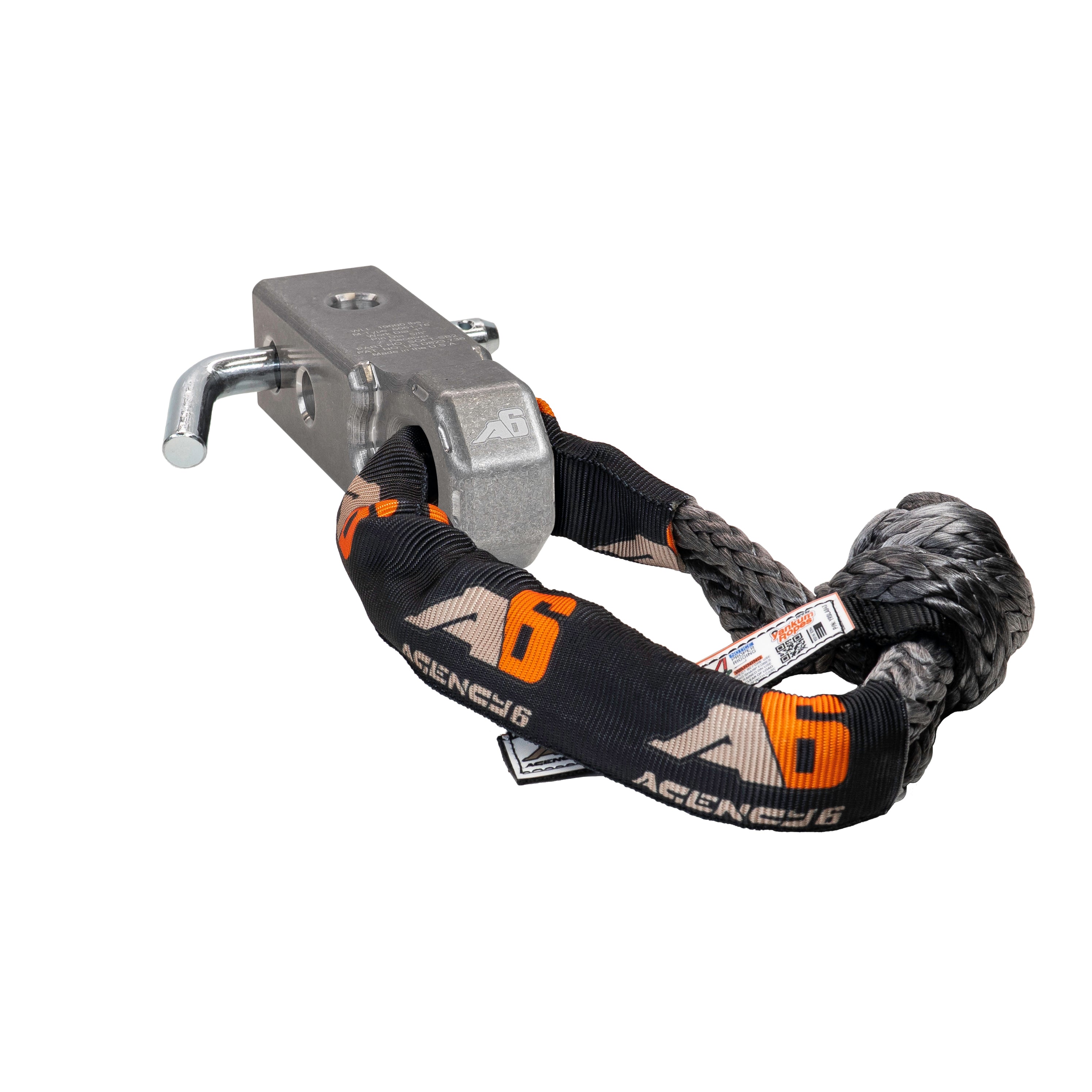 Agency 6 Soft Shackle Recovery Block with Soft Shackle & Hitch Pin – 2" Receiver