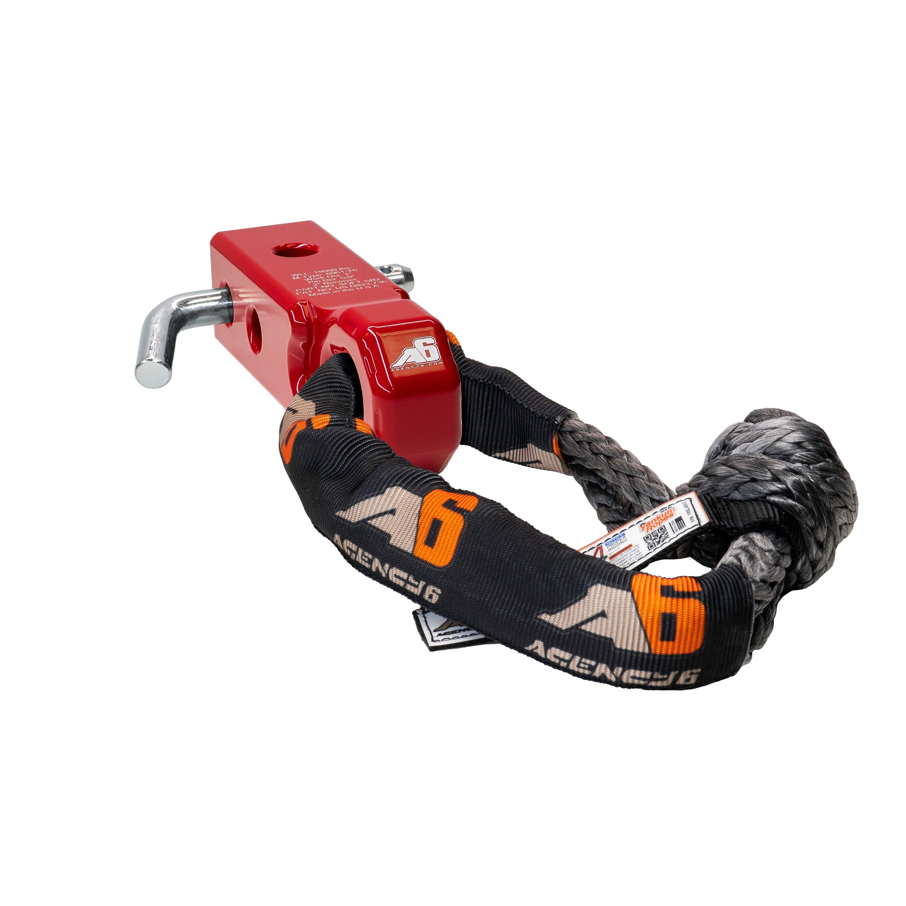 Agency 6 Soft Shackle Recovery Block with Soft Shackle & Hitch Pin – 2" Receiver